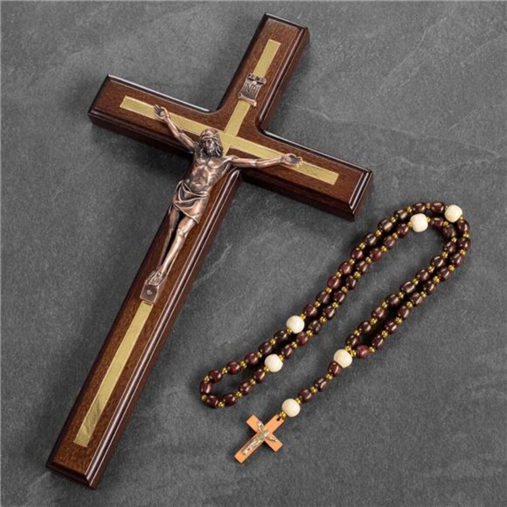 Asterom Crucifix Wall Cross - Handmade Wood Cross Wall Decor - Catholic - Picture 2 of 10
